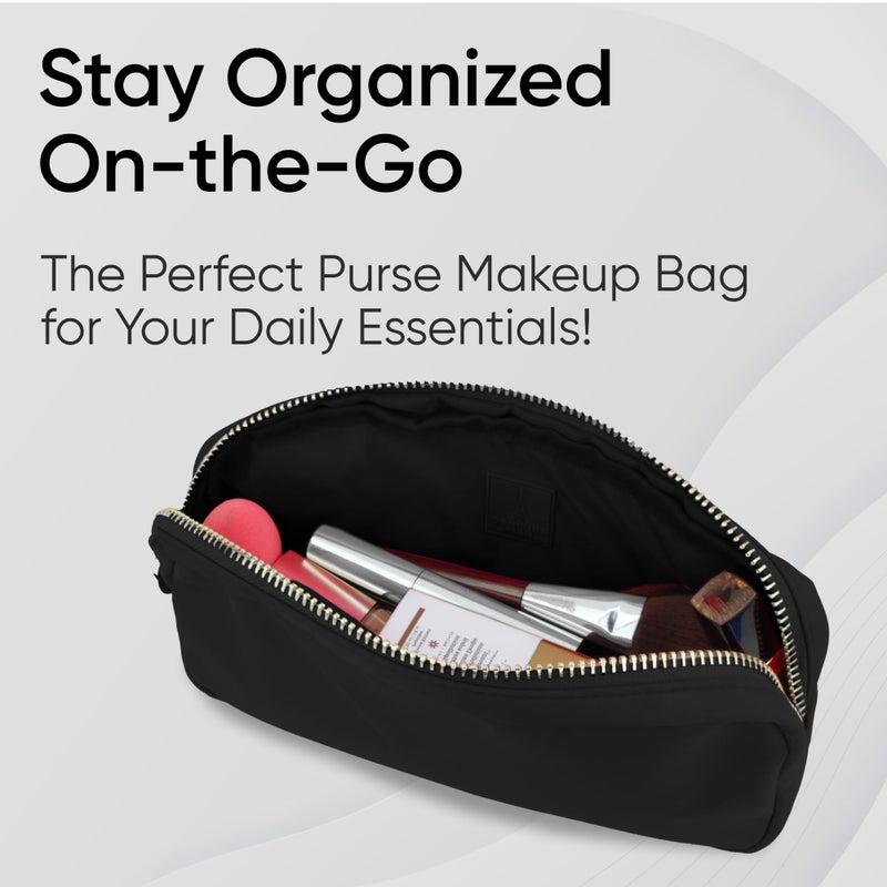 DANCOUR Small Makeup Bag For Purse - Makeup Bag Small Cosmetic Bag For Purse - Mini Pouch Travel Makeup Bag Zipper Pouches Makeup Pouch Mini Makeup Bag For Purse Organizer For Women and Girls (Black) - Image 3